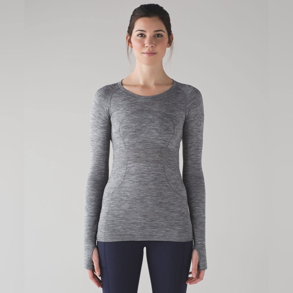 lululemon athletica Tops - Lululemon Swiftly Tech Long Sleeve Crew Slate / White Sz 6